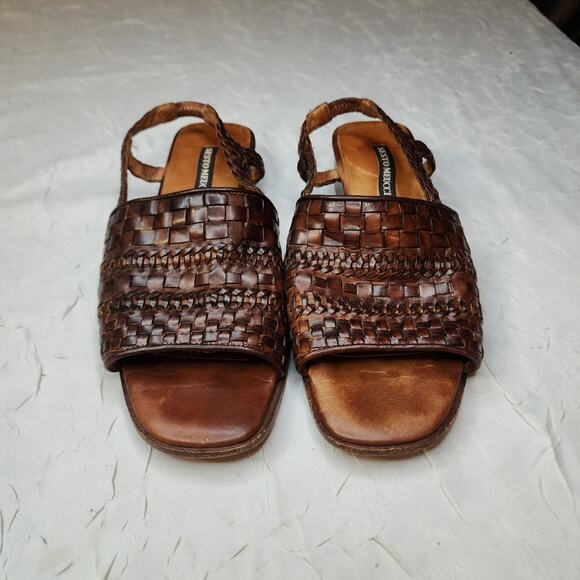 SESTO MEUCCI Woven Slingback Sandals Womens Size 7.5M Strappy Braided Brown - Picture 2 of 7